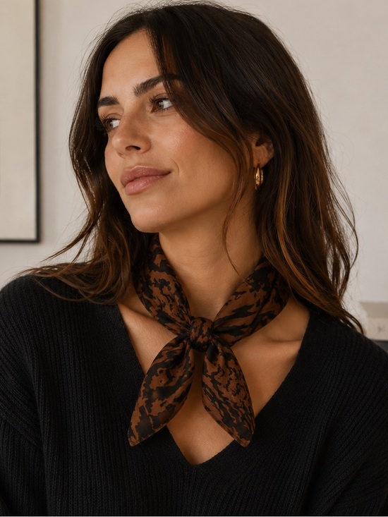 Madewell Accessories - Madewell Tiger Print Sheer Square Scarf Brown Black Y2K Bandana